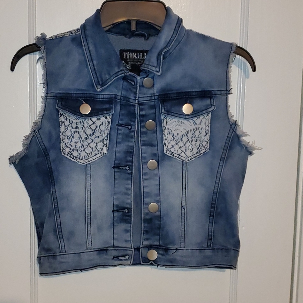 THRILL Always a thrill denim vest jacket